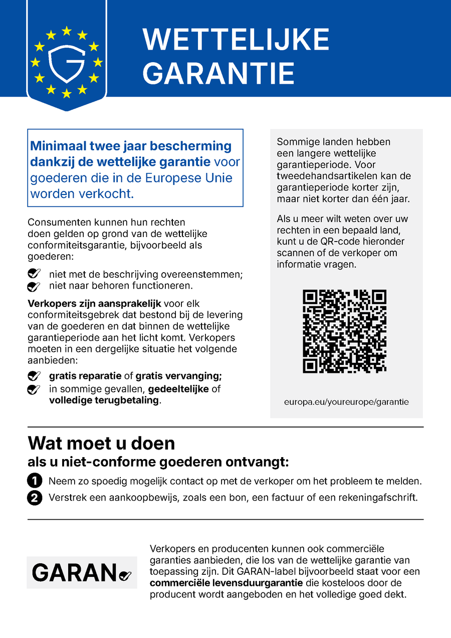 EU-kennisgeving: uw rechten op wettelijke garantie